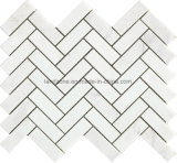 Herringbone Pattern White Marble Mosaic Tile for Interior Design