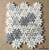 Grey White Marble Stone Flower Shape Mosaic for Wall Tile