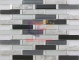 Glass and Stone Mixed Strip Mosaic Grey Color for Kitchen Splash (CFS708)