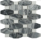 Octave Dark Bardiglio Marble Tile with Thassos DOT