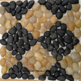 Black and Yellow Mosaic Pebble Stone Tile Polished