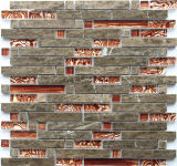 Popular Designed Irregular Mix Stick Glass and Stone Mosaic Tile