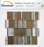 Popular Hot Sale Brown Strip Aluminium Mosaic Backsplash Tile Glass Mosaic