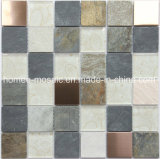 Beautiful Design Backsplash Stainless Steel Mix Glass Stone Mosaic Tile 