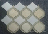 Marble Mixed Glass Water Jet Mosaic Tile Polished