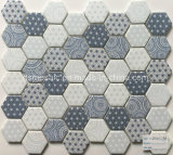 Newest Technology Full Body Hexagon Glass Mosaic Tile