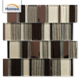 Good Quality Shinning Sand Strip Shape Brown Color Glass Mosaic