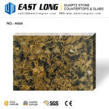 Artificial Quartz Stone with Black Brown Sparkling Glass for Countetops