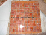Polished Red Color Travertine Marble Stone Mosaic Tile Backsplash Tile for Wall Backsplash