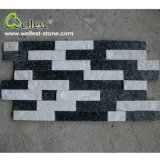 Black-White Color Mixed Quartzitz Stacked Ledge Culture Stone Wall Tile