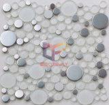 Round Super White Crystal Mix Stainless Steel Mosaic Tile (CFC253)