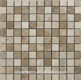 Light & Walnut Mixed Travertine Mosaic Tiles 23 X 23 Mm Travertine Stone Mosaic Tile
