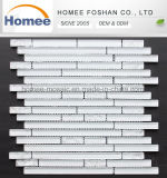Quality Assurance White Crystal Glass Strip Mosaic Tile for Kitchen Backsplash