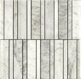 Stacked Pattern White Cararra Marble Stone Mosaic Tile