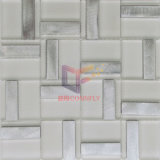 Super White Matt Face Glass Mix Silver Aluminium Mosaic (CFA101)