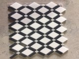 Thassos White Marble Mixed Black Strips Lattice Mosaic Tile
