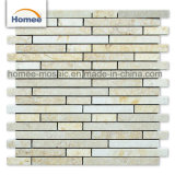 Strip Shape Beautiful Beige Color Marble Mosaic Tile for Sale