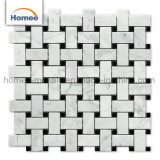Waterjet Marble Mosaic Tiles Oriental White Carrara Basketweave Marble Mosaic