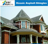 Hexagonal Type Mosaic Fiberglass Roof Shingles / Bitumen Material