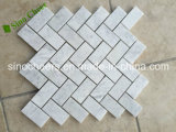 Polished Herringbone White Carrara Marble Mosaic