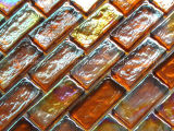 Orange Multicolor Pear Iridescent Glass Mosaic Tile