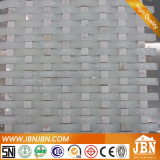 Mesh Frosted White Glass Mosaic and Volakas Stone Mosaic (M855094)