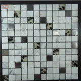 Brow Color Square Shape Stainless Mixed Stone Mosaic for Interior Wall