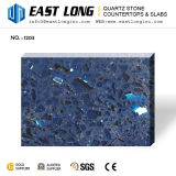 Blue Sparkling Polished Quartz Stone for Wholesale Engineered Stone Slabs/Vanity Tops