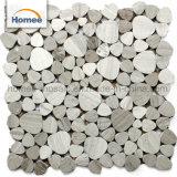 Waterjet Mosaic Tile Bubble Round Gray Wood Marble Mosaic for The Bar Background