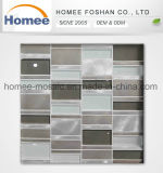 Wall Decorative Backsplash Strip Gray Aluminium Mixed Glass Mosaic Tile