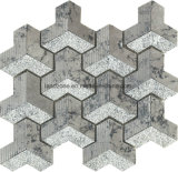 3D Chevron Pattern Dark Gray Marble Mosaic Tile for Wall Deisgn