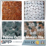 Sliced Polished Pebble Cutting Mosaic Tiles with Mixed Color Used in Garden Flooring
