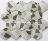 Hexagon Bathroom Wall Grey Inkjet Glazed Glass Mosaic Tile