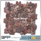 Red Sliced Pebble Mosaic Tile with Flat Surface