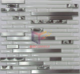 Strip Super White Crystal Mix Stainless Steel Mosaic Tile (CFM824)