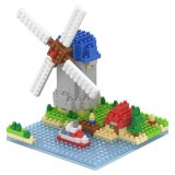 14889405-Micro Block Kit Buildings Series Blocks Set Creative Educational DIY Toy 260PCS - Dutch Windmill