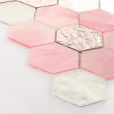 Flower Patterned Pink Silver Bathroom Wall Glass Tile Mosaic