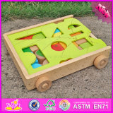 2017 Wholesale Wooden Best Building Blocks for Toddlers, Pull Car Designed Wooden Best Building Blocks for Toddlers W13c033
