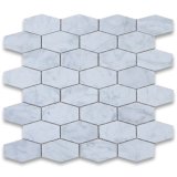 2015 New Design Carrara White Long Hexagonal Marble Mosaic Tile Honed