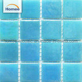 Blue Color Iridescent Floor Tile Swimming Pool Glass Mosaic Tile