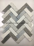 White Ink Jet Printing Herringbone Glass Mosaic Tile