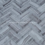 Herringbone Pattern White Marble Glass Mosaic Tile for Wall Decoration