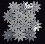 Chinese Cheap Water-Jet Pattern White/Grey Marble Flower Pattern Mosaic Tiles for Interior Wall Decoration