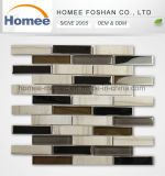 Decorative Types Light Gray Glass Stone Random Strip Mosaic Tile