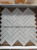 White Marble 1X3 Inch Herringbone Mosaic Tiles for Flooring Bathroom