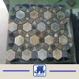 Nature Flooring Yellow Rusty Black Culture Roofing Mosaic Slate Tile Medallion for Garden Decoration