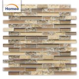 Factory Direct Wholesale Strip Glossy Crackle Glass Mosaic Tile for Indoor