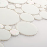 White Color Round Shape Stained Glass Mosaic Tile for Background