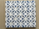 Blue Flower Design Waterjet Marble Tile Wall Decoration