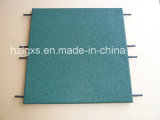 Surface Green Dyed Rubber Flooring Tiel with Dowel Hole